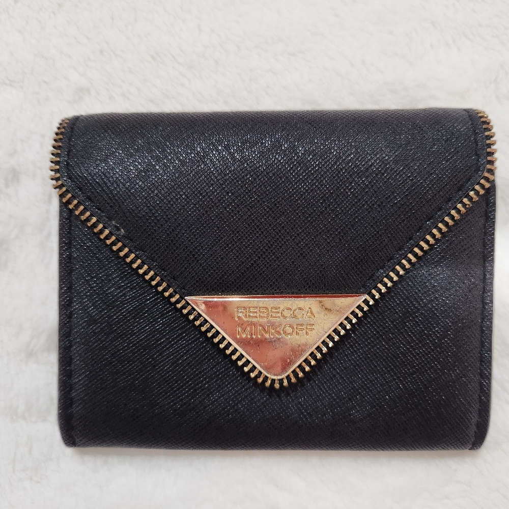 Rebecca Minkoff Molly Metro Saffiano Black Leather Card Case